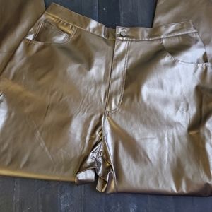 Fashion Bug Faux Leather Pants Metalic Gold Size 18 plus Wide leg